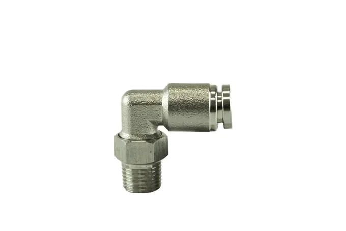 1/8″ NPT 90º Pushloc Fitting – SS – 1/4″