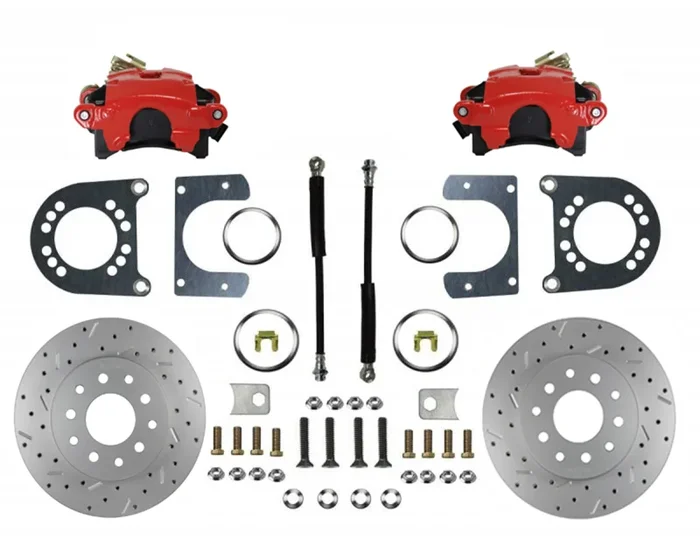 1955-68 GM Full Size Rear Disc Brake Conversion Kit, MaxGrip XDS Rotors with Red Calipers