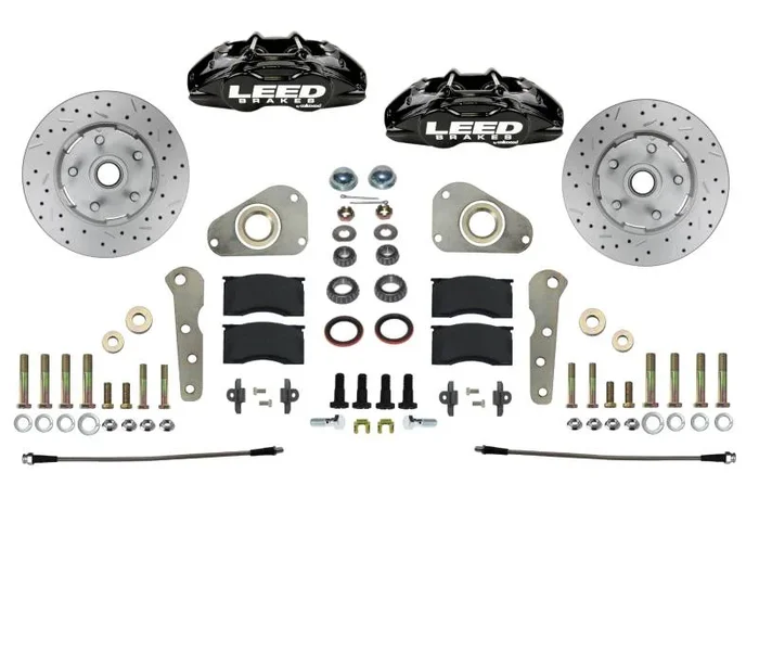 1957-1968 Ford & Mercury MaxGrip Lite 4 Piston Front Disc Brake Conversion Kit Spindle Mount – Black