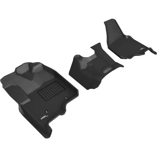 3D MAXpider Kagu 1st Row Black Floor Mat Set, Ford F-250 350 450 Bench Seat No Floor Shift 2012-2016