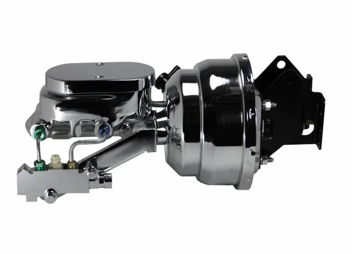 8-Inch Chrome Dual Power Booster with 1-Inch Bore Flat Top Master Cylinder and Disc/Disc Valve for Full-Size Ford