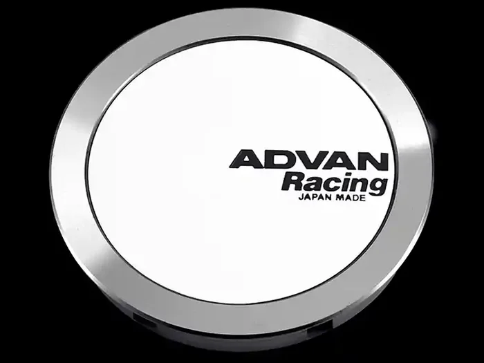 Advan 63mm Full Flat Centercap – White/Silver Alumite