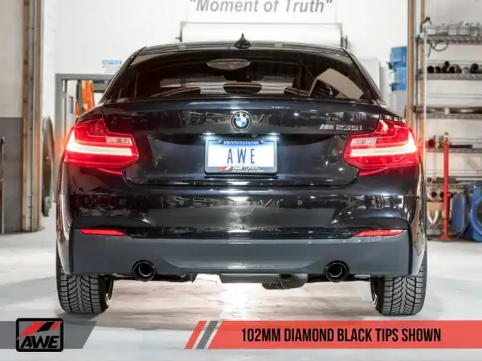 AWE Tuning BMW F22 M235i / M240i Touring Edition Axle-Back Exhaust – Diamond Black Tips (102mm)