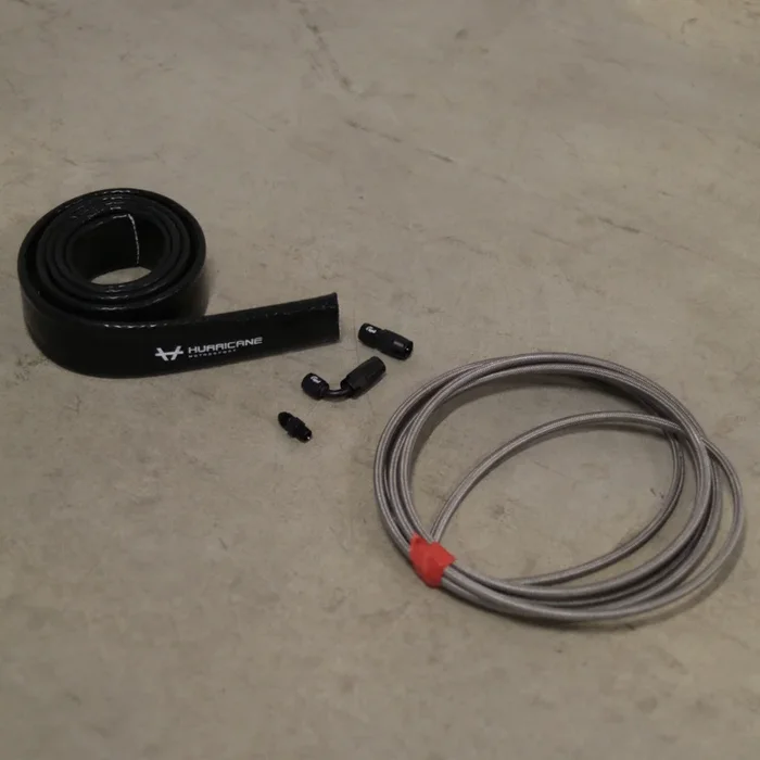 Borgwarner SXE Oil in Kit Turbo 1 x Straight 1 x 90 Degree AN4 + Silicone Heat Protection Stocking