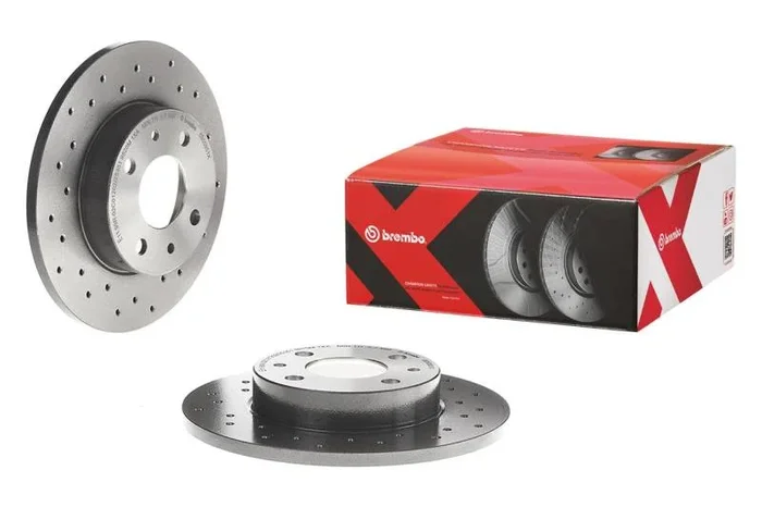 Brembo 12-15 Land Rover Range Rover Evoque Rear Premium Xtra Cross Drilled UV Coated Rotor for 2012-2015 Land Rover Range Rover Evoque Pure