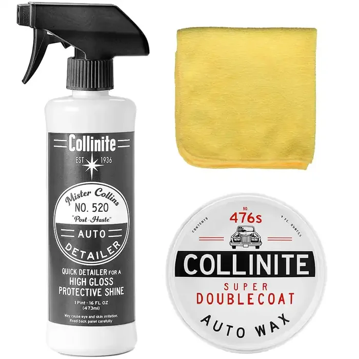 Collinite 520 Quick Detailer and 476S Super Double Coat Auto Wax and Towel Combo