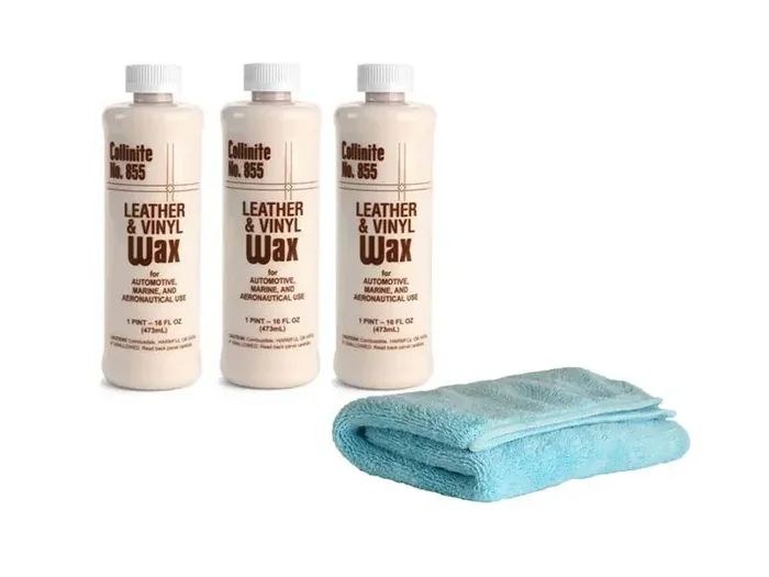 Collinite 855 Automotive Leather & Vinyl Wax (3 Pints) with Microfiber Towel
