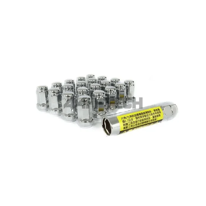 D1 Spec wheel nuts 37mm silver steel M12x1.5 closed end (conical)