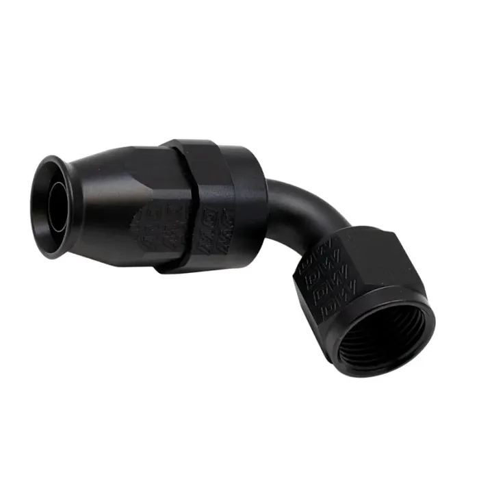 DeatschWerks 8AN Female Swivel 90-Degree Hose End PTFE (Incl 1 Olive Insert) – Anodized Matte Black