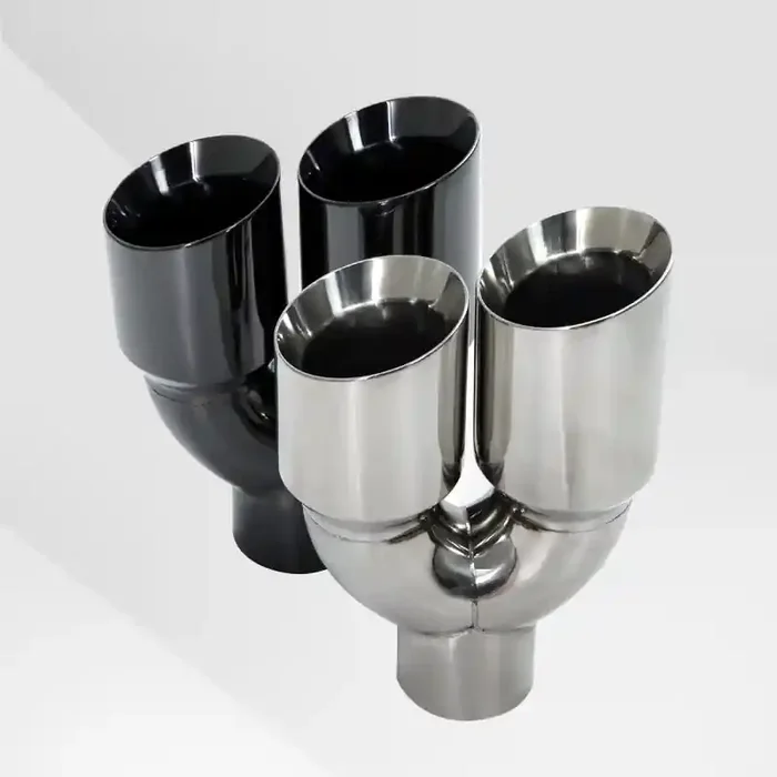 Dual Slant-Cut Stainless Steel Exhaust Tip – 3″ Inlet, 8.27″ Outlet, 12″ Long Universal Bolt-On Exhaust Pipe