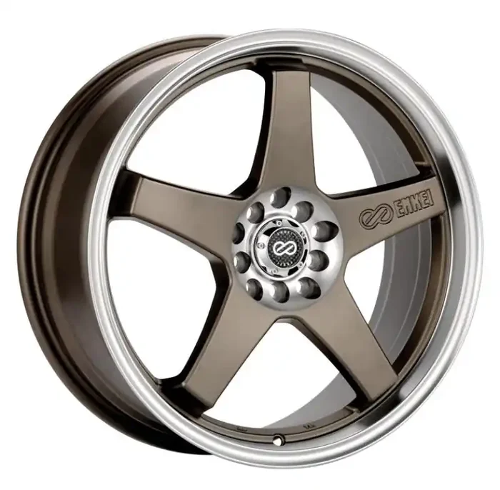 Enkei EV5 17×7 5×100/114.3 38mm Offset 72.6 Bolt Diameter Matte Bronze w/ Machined Lip Wheel