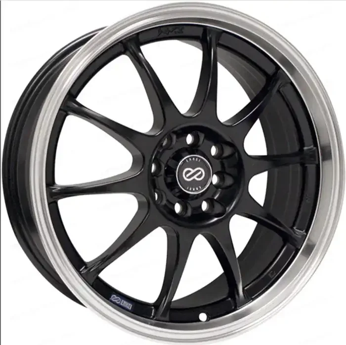 Enkei J10 15×6.5 4×100/114.3 38mm Offset 72.62mm Bore Dia Matte Black w/ Machined Lip Wheel