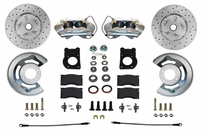 Front Disc Brake Conversion Kit Spindle Mount – 1965-69 Ford | 4 Piston Calipers MaxGrip XDS Rotors