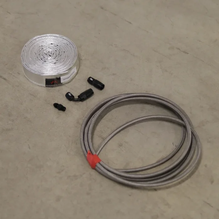 Garret Oil in Kit Turbo 1 x Straight + 1 x 90 Degree AN4 + Alu Heat Shield