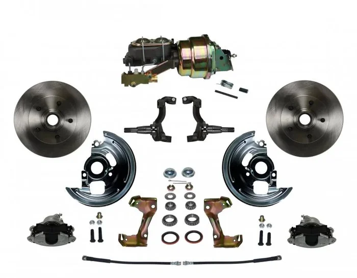GM AFX Power Front Disc Brake Conversion Kit with 7″ Dual Zinc Booster Cast Iron M/C Disc/Drum Side Mount