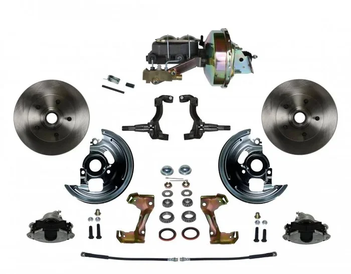 GM AFX Power Front Disc Brake Conversion Kit with 9″ Zinc Booster Cast Iron M/C Disc/Drum Side Mount