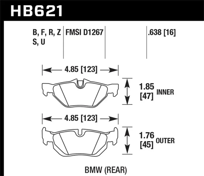 Hawk Performance 2011-2011 BMW 125i HPS 5.0 Rear Brake Pads