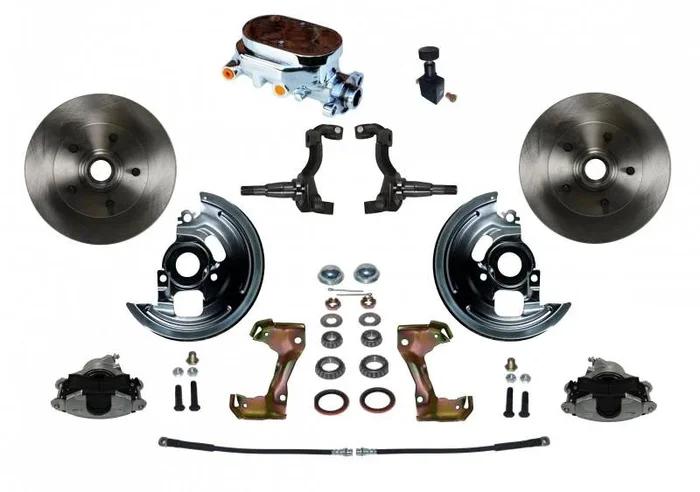 Manual Front Disc Brake Conversion Kit with Cast Iron Chrome Top Master Cylinder and Adjustable Proportioning Valve for AFX Body Styles