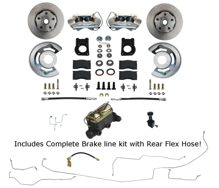 Manual Front Disc Brake Conversion Kit with Pre-Bent Brake Lines for 1964.5-1966 Ford Mustang