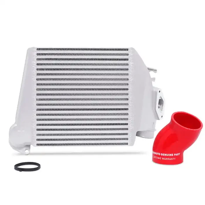 Mishimoto 08-14 Subaru WRX Top-Mount Intercooler Kit – Powder Coated Silver & Red Hoses