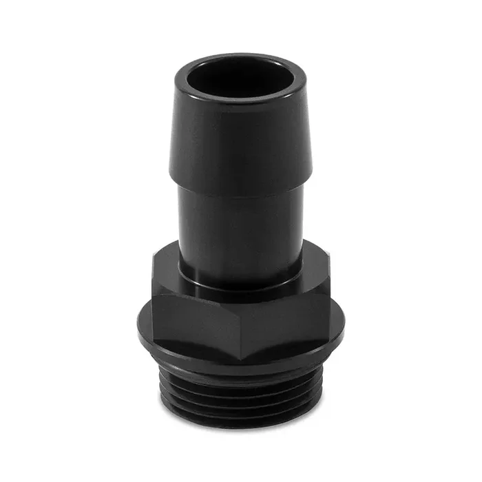 Mishimoto M27 x 2.0 to 3/4in Hose Barb Aluminum Fitting – Black