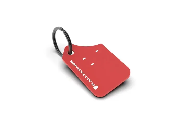 Rally Armor Mini UR Mud Flap Keychain – Red w/ White Logo