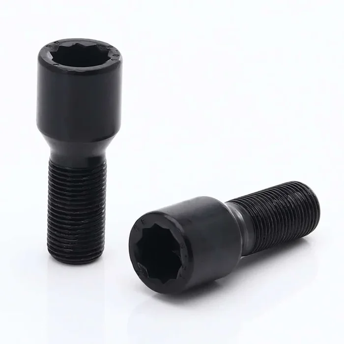 Set of 10 BLACK star bolts 32mm 12×1,5 + Key