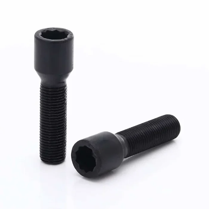 Set of 10 BLACK star bolts 40mm 12×1,25 + Key