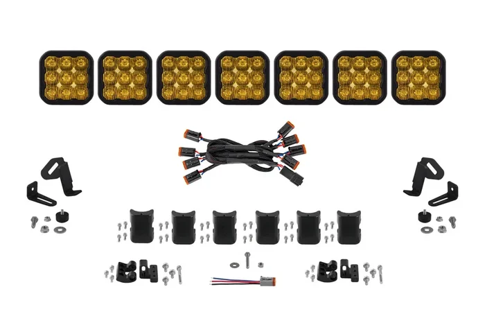 SS5 Pro Universal CrossLink 7-Pod Lightbar Yellow Driving Diode Dynamics