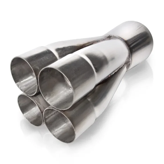 STAINLESS WORKS MERGE COLLECTOR SLIP-FIT STYLE, 1-5/8″ PRIMARIES, 3″ OUTLET, 304 STAINLESS STEEL. COLLECTOR WITH REVERSE CONE, ALL TIG WELDED. – MC4163-300