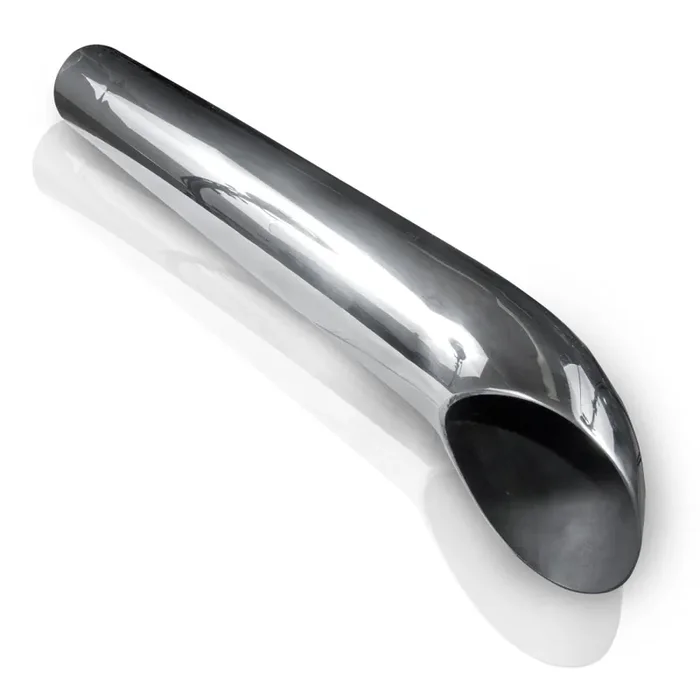 STAINLESS WORKS TURN DOWN MUFFLER, 304 STAINLESS STEEL 2″ ID INLET / OUTLET WITH A 2″ CORE, WITH 3-1/2″ BODY WITH A OVERALL LENGTH OF 24″ AND A MILL FINISH. – TDM2
