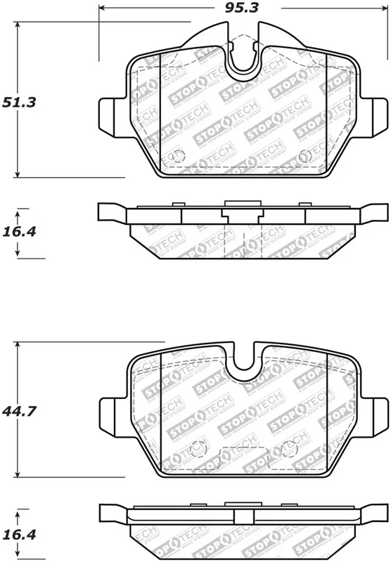 StopTech Street Select Brake Pads w/Hardware – Rear 11-16 Mini Cooper Countryman