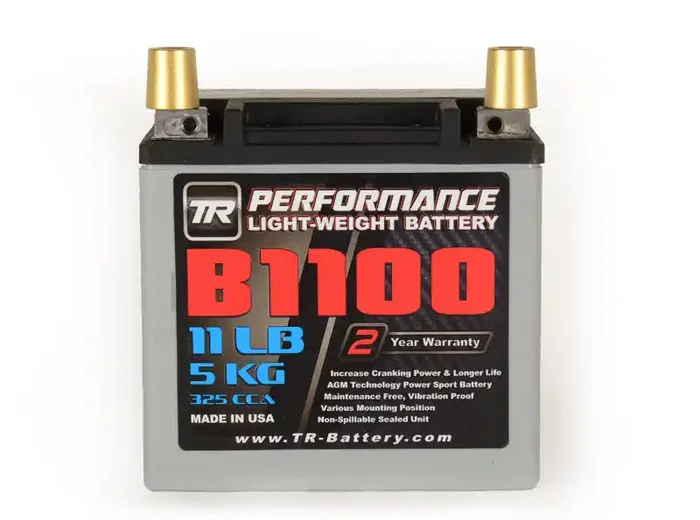 Tomioka Racing B1100 11LBS Lightweight Battery Street Use, Track Use, Racing Use, Universal Fit with Battery Tender & Accessories (Optional)