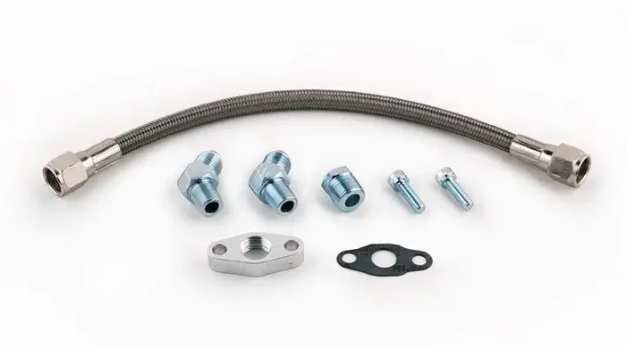 Tomioka Racing TR Stainless Steel Oil Return Line Kit (39cm) for Garrett T25, T28, GT15 Turbo
