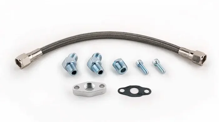 Tomioka Racing TR Stainless Steel Oil Return Line Kit (39cm) for Garrett T3, T4 Turbo