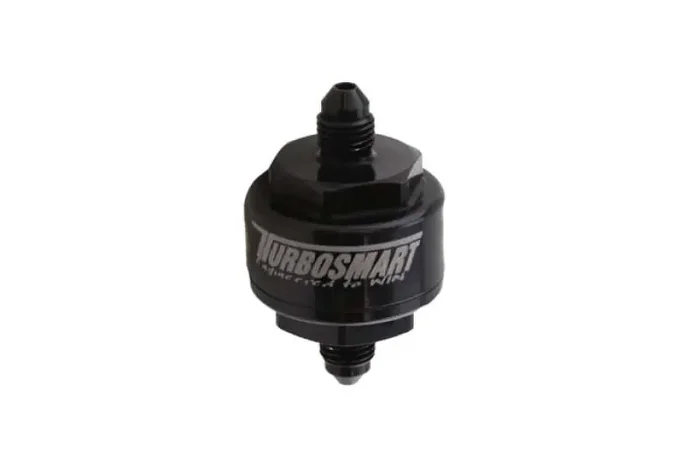 Turbosmart Billet Turbo Oil Feed Filter w/44 Micron Pleated Disc -4AN Male Inlet – Black
