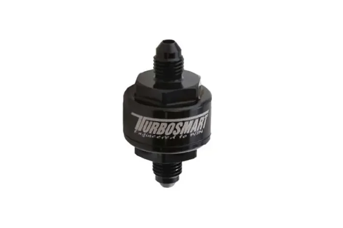 Turbosmart Billet Turbo Oil Feed Filter w/ 44 Micron Pleated Disc AN-3 Male Inlet – Black
