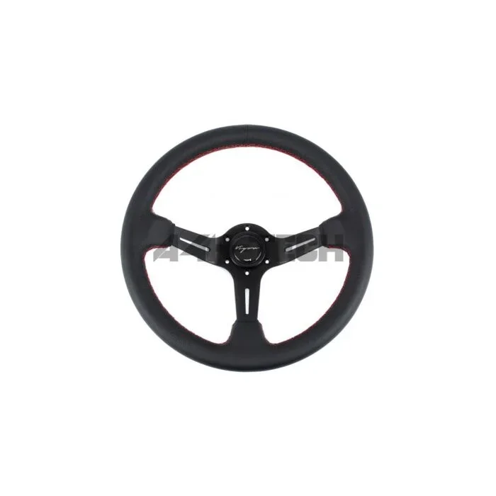 Vigor Daytona (350MM) steering wheel leather 70mm deep red stitch (universal)
