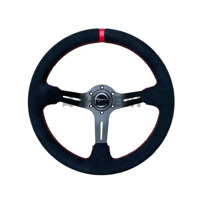 Vigor Daytona (350mm) steering wheel suède 70mm deep red stitch (universal)