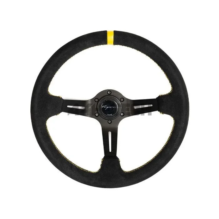 Vigor Daytona (350mm) steering wheel suède 70mm deep yellow stitch (universal)