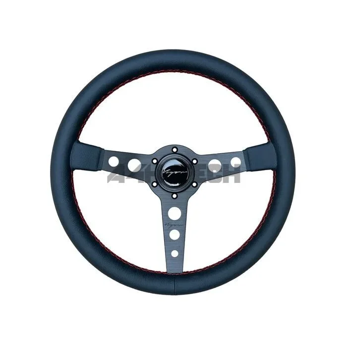 Vigor Monte Carlo (350mm) steering wheel leather 20mm deep red stitch (universal)
