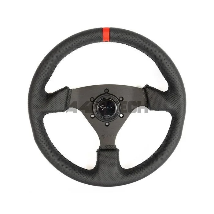 Vigor Monza (350mm) steering wheel perforated leather 30mm black crossed stitch (universal)